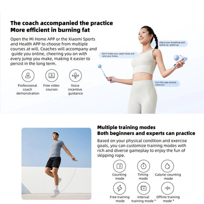 Xiaomi Mijia Smart Jump Rope 2 Bluetooth Fitness Weight Loss Exercise Counting Gravity Ball Skipping Professional Fat Burning CN