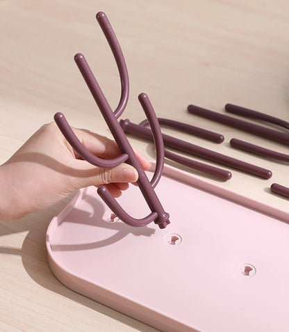 Baby Bottle Drying Racks Pink Beige Feeding Cup Holder Removable Storage Support Drain Rack Bottle Cleaning Drying Machine