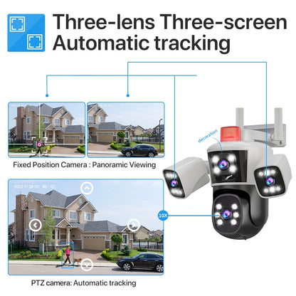 Linook 12MP,6K,3 lenses,WiFi monitoring camera,CCTV outdoor WiFi camera,IP camera,PTZ security protection camera,Security camer