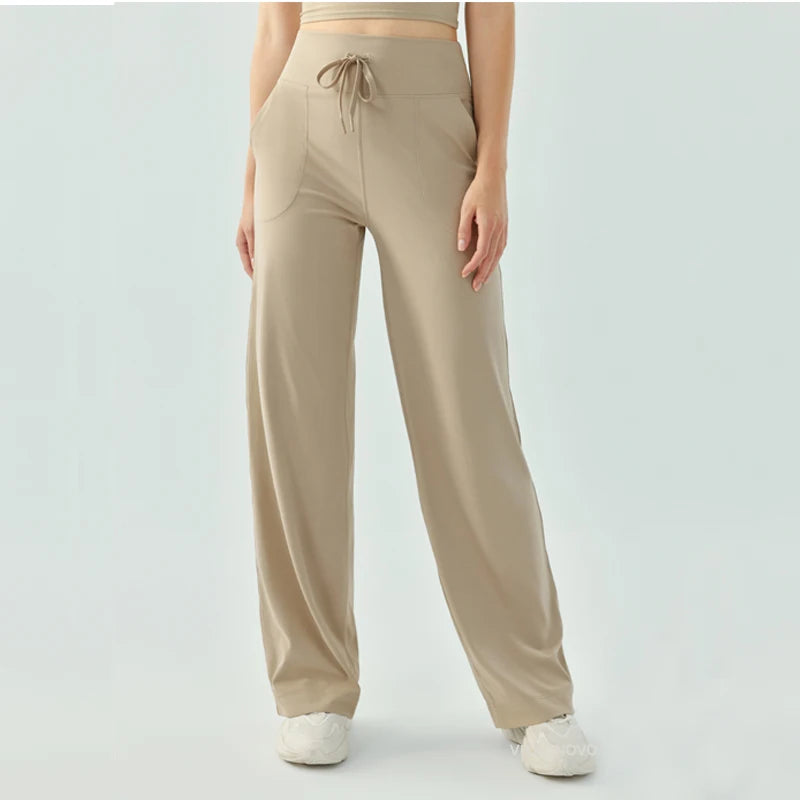 Yoga Pants Women Wide Leg Pants with Pockets High Waist Stretch Work Dress Pants Buttery Soft Casual Lounge Sweatpants Comfy