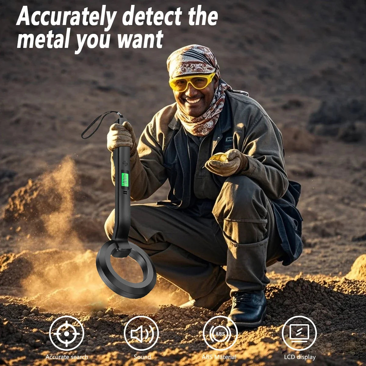 High Sensitivity Handheld Metal Detector with Alarm & Pinpoint Coil for Security/Industrial/Treasure Hunting
