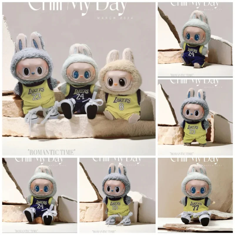 Labuibu Only Selling Clothes 17cm First Second Generation Labubu Basketball Clothes Cute Doll Decoration Handmade Doll Clothes