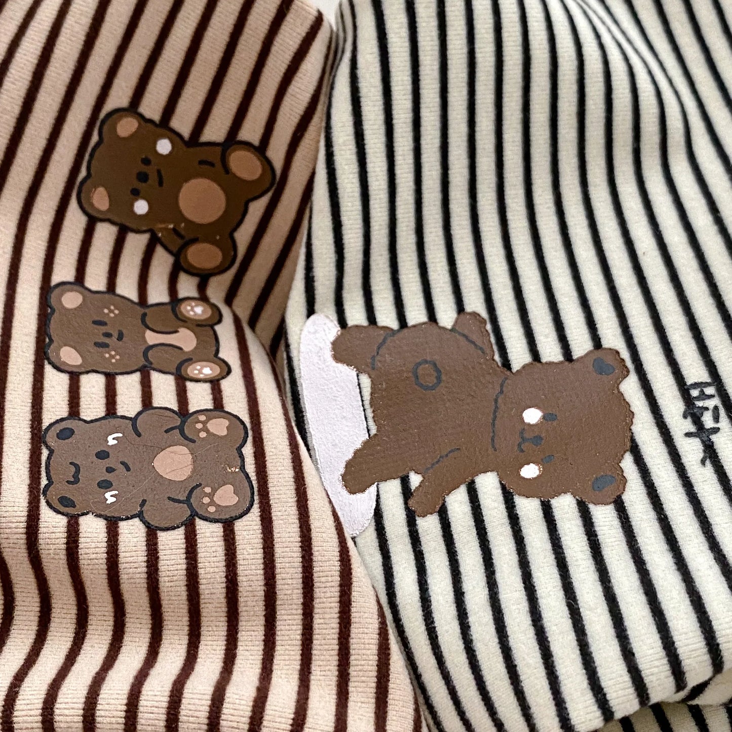 2025 Autumn Kids Baby Boys Shirts Striped Long Sleeve Cotton Bear Infant Boys Tops Stretch Versatile Toddler Boys Shirts