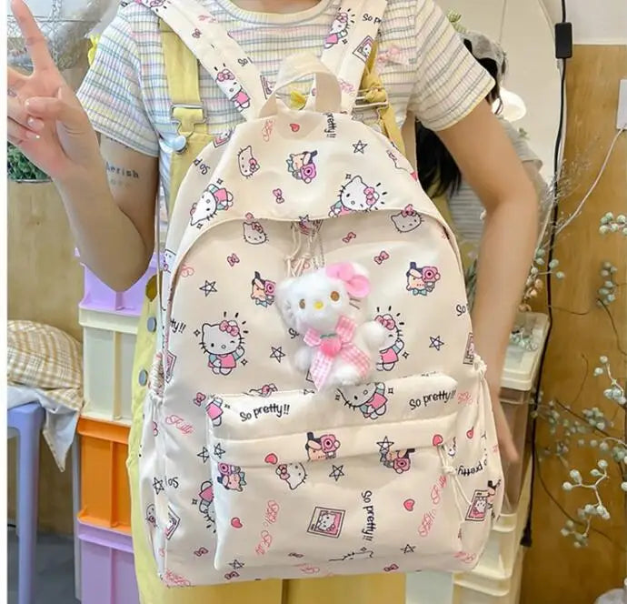 Hello Kitty backpack for junior high school students cute cartoon fashion school bag large capacity school bag for women