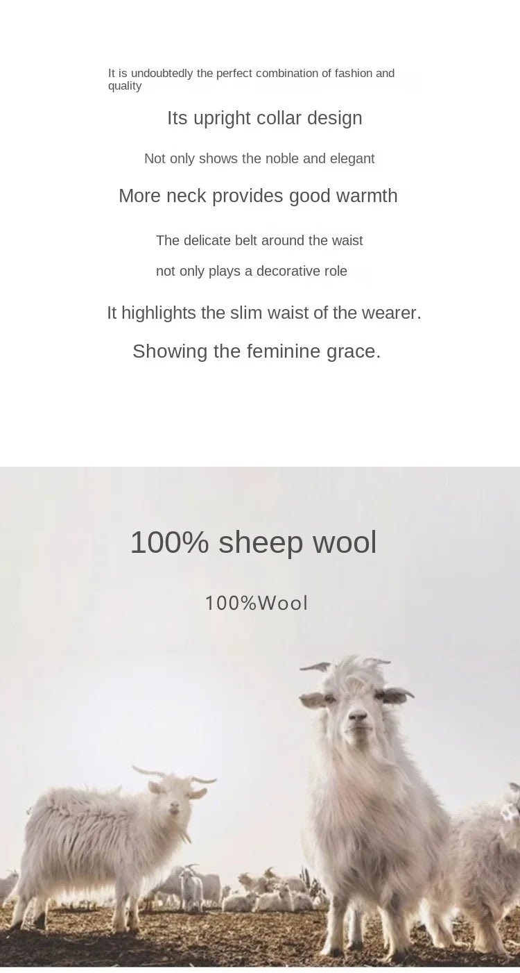 Office Lady Woolen Jackets 2024 Autumn And Winter Bathrobe Style Pocket Double-Sided Loose Lace -Up Tie Women's Long Wool Coats