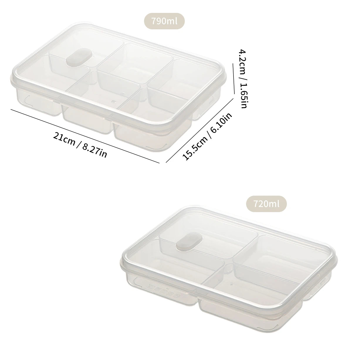 WORTHBUY 4/6-Grids Fridge Sealed Fresh-Keeping Box With Lid Plastic Freezer Food Storage Box Reusable Food Container For Kitchen