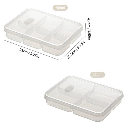 WORTHBUY 4/6-Grids Fridge Sealed Fresh-Keeping Box With Lid Plastic Freezer Food Storage Box Reusable Food Container For Kitchen