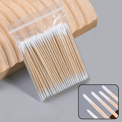 Cotton swab Disposable tattoo tip Cotton swab tip Wooden single head wooden swab small cotton swabEyeliner guard Raw cotton swab