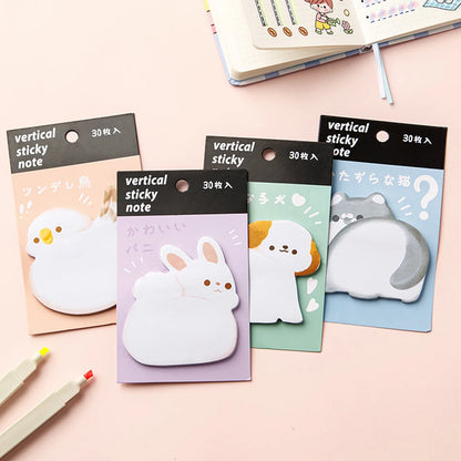 Cute Animal Cartoon Shaped Sticky Notes - Thick Reusable Adhesive Notepads for Students, Creative Fun School & Office Supplies