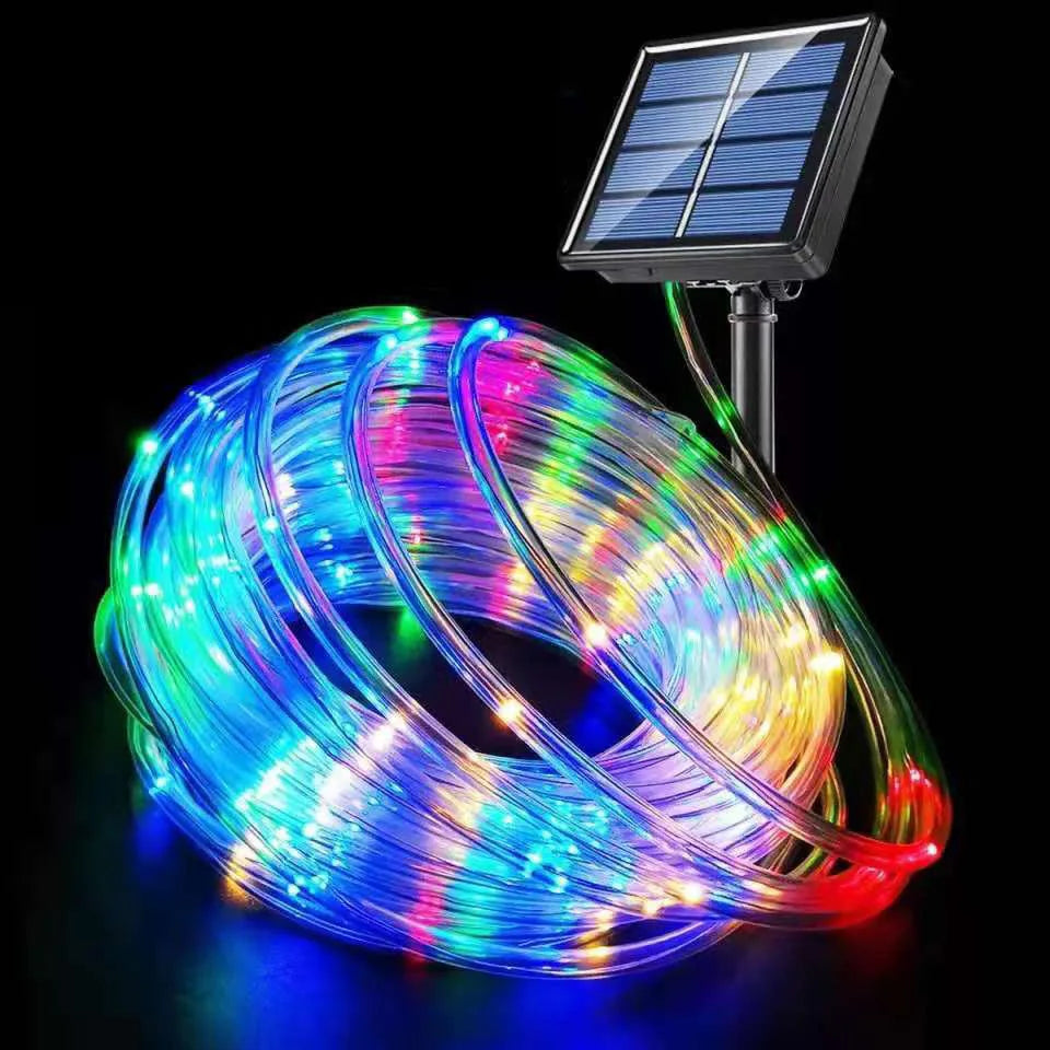 Solar Light String Tube Light Outdoor Atmosphere Light Small Color Light String Light Waterproof LED Courtyard