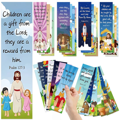 30PCS Church Bookmarks Inspirational Book Markers Religious Bookmarks Reading Scripture for Church Souvenirs Stationery Gifts