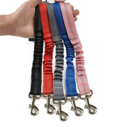 Adjustable Dog Seat Belt - Reflective Nylon Safety Lead for Car Travel, Elastic Puppy Harness for Small/Large Dogs