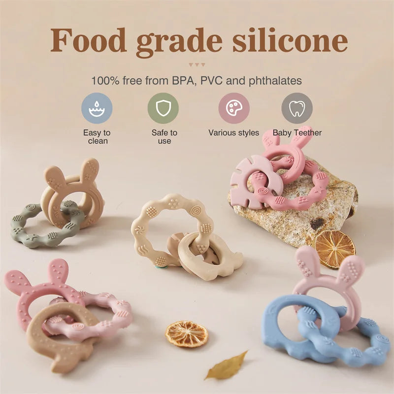 Baby Silicone Teethers Animal Food Grade Silicone Baby 0-12 Toys Silicone Teeth Grinding Stick Newborn Pacifier Accessories Toys
