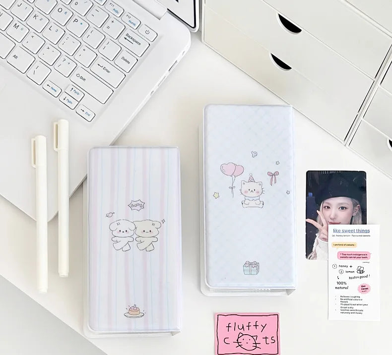 Kawaii Slim Cards Photocard Album 4grid Cards Collect Book Decoration Stickers Storage Stationary