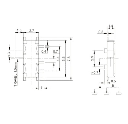 7Pin Mini Slide Switch On-OFF 2Position Micro Slide Toggle Switch 1P2T H=1.5MM Miniature Horizontal Slide Switch SMD