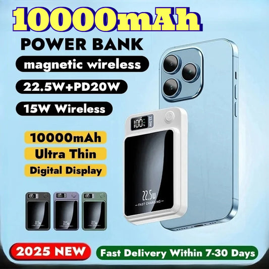 22.5W Magnetic Power Bank Wireless Fast Charging Portable Charger External Auxiliary Spare Battery for IPhone Magsafe Powerbank