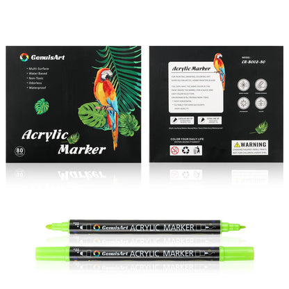 12/24/36/48/60/80 Colors Dual Tip Acrylic Paint Pens Markers Art Supplies for Wood, Rocks, Canvas, Glass, Ceramic, DIY, Graffiti