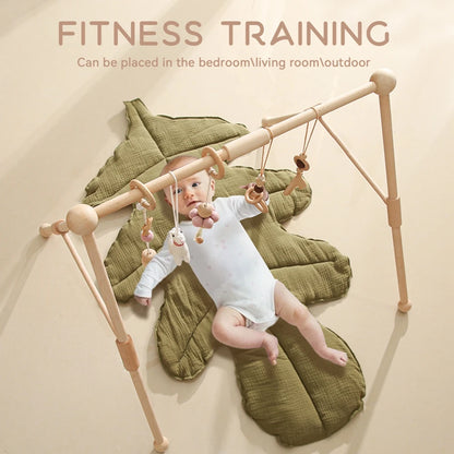 Baby Toys Play Gym Wood Baby Toy 0 to 6 Months Activities for Baby Wooden Newborn Furniture Baby Activity Gym Baby Rattle Toys