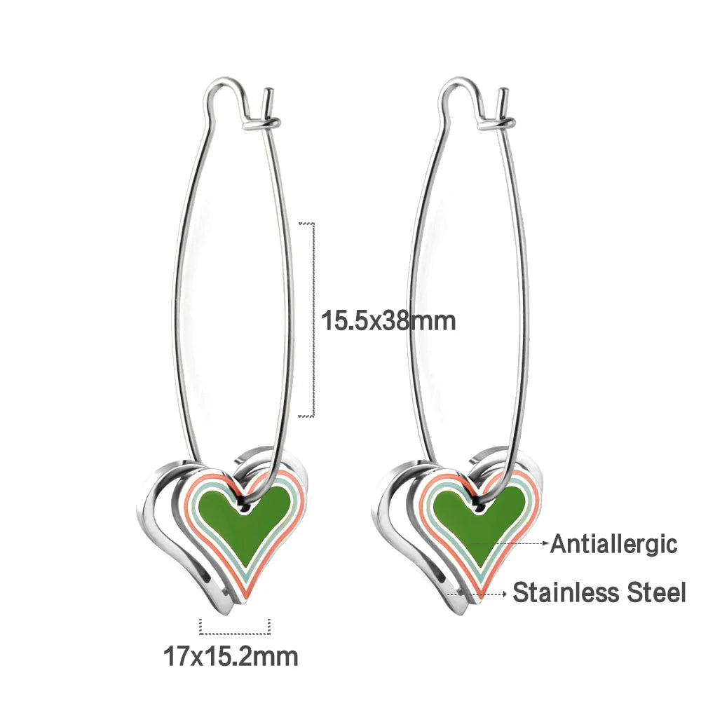 LUXUSTEEL Golden Heart style Women's Hoop Earrings Stainless Steel Female Earring Flower Star Drop Ear ring Jewelry Gifts
