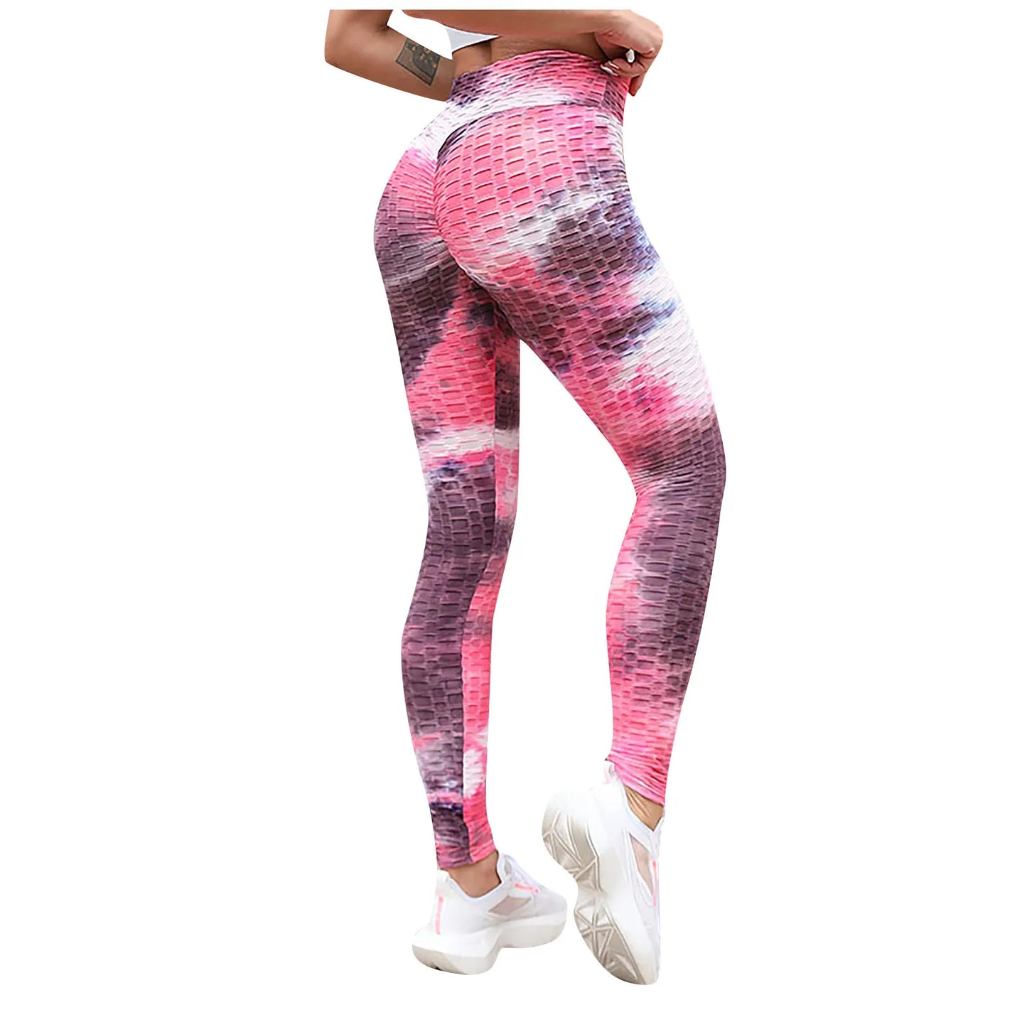 Yoga Pants Tie Dye Seamless Leggings Push Up Women Sports Fitness Contour Yoga Running Pants Elastic Nylon Tights Legging