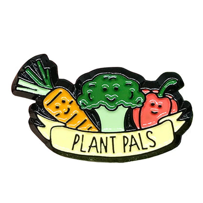 Vegan Enamel Pin Hamburger Broccoli Carrot Pussy Vegetarian Vegetables Badge Cartoon Brooch