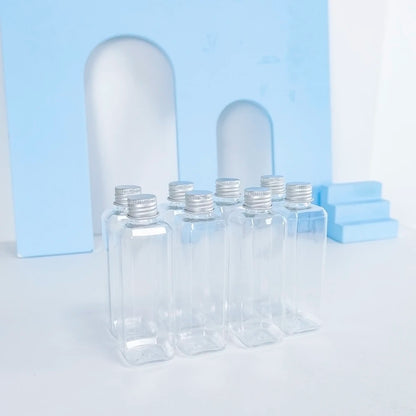 100ml Rectangle Bottles Travel Kit Refillable PET Plastic Square Portable Jar With Aluminium Screw Cap Leakage Proof Healthy