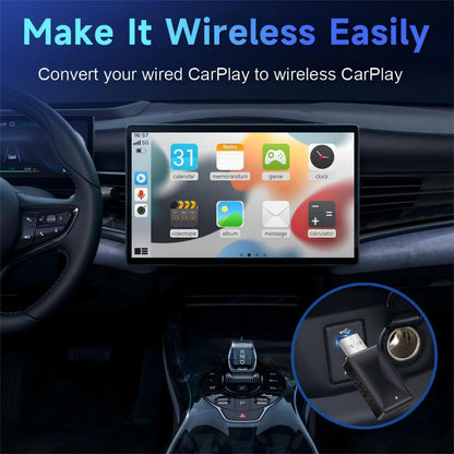 2-in-1 Wireless CarPlay & Android Auto Adapter, Plug & Play CarPlay Converts Wired to Wireless, Fast Auto-Connect, No Lag