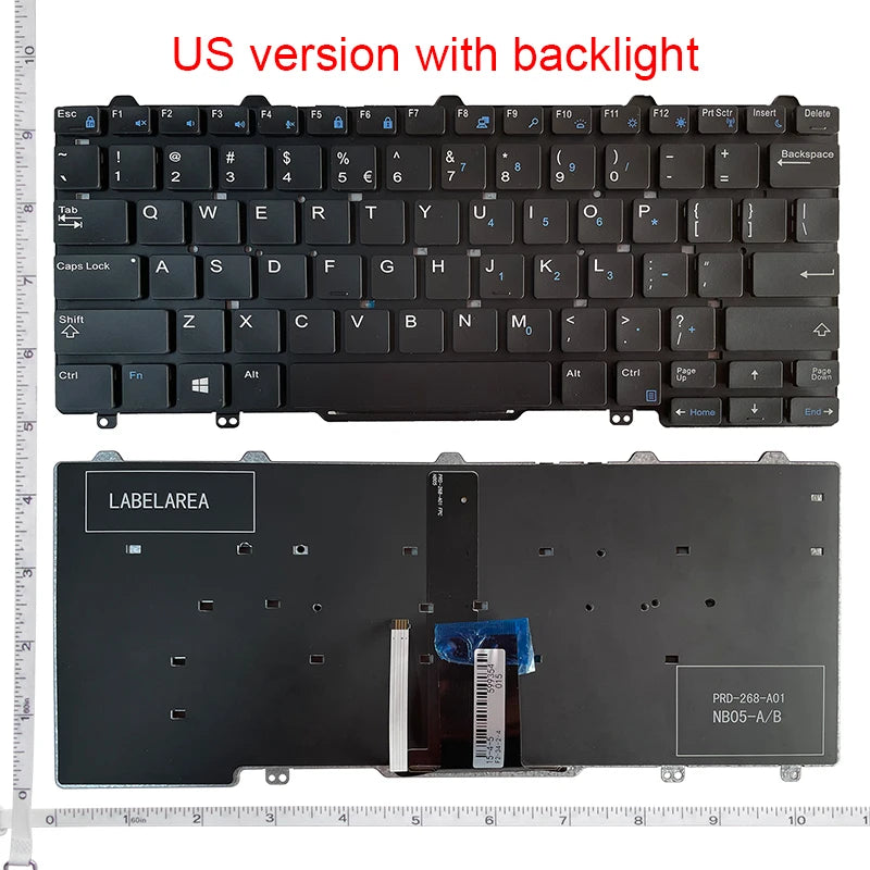 US Laptop Keyboard For DELL Latitude  7350 E7250 3150 3160 3165 12-5000 5280 5290 5250 Latitude 7280 7380 E5250 E7270 E5270