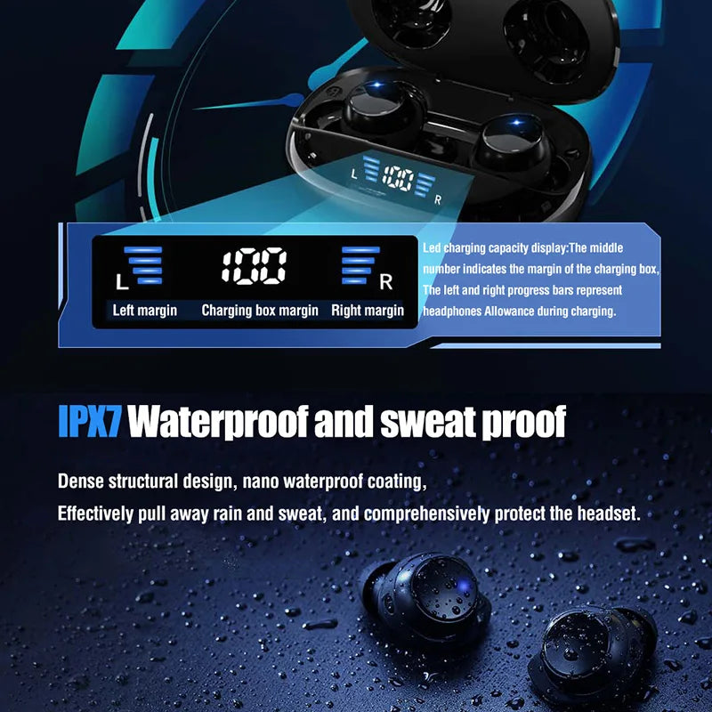 Wireless Earbuds Wireless 5.3 Headphones 48Hrs Music Bluetooth Earphones with Charging Case in Ear Headset with Mic LCD Display