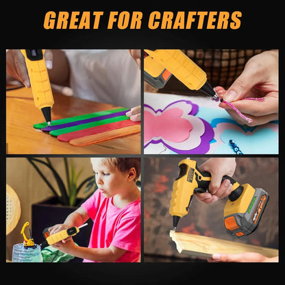 Cordless Hot Glue Gun Compatible with Dewalt 18V 20V Battery for Arts/Crafts/Diy/Repairs(Tool Only)with 30Pcs 7*150mm Glue Stick
