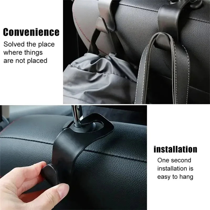 4PCS Car Seat Headrest Hooks Universal Auto Back Seat Organizer Hanger Storage Holder for Bags Purse Handbag