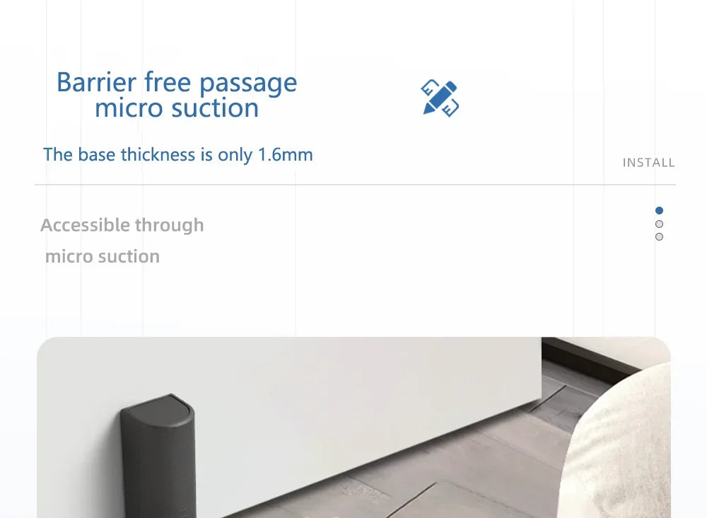 Stainless steel magnetic door stopper, gray black nail free door base, door hardware Door close prevention Door stop door closer