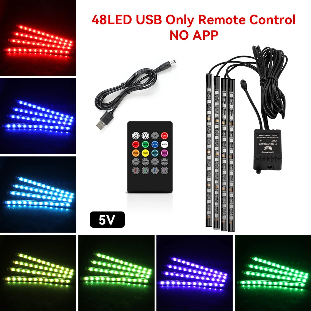 LED Car Interior Decorative Lamp Strips Atmosphere Lamp Cold Light Decorative Dashboard Console Auto RGB Ambient Decorative Lamp
