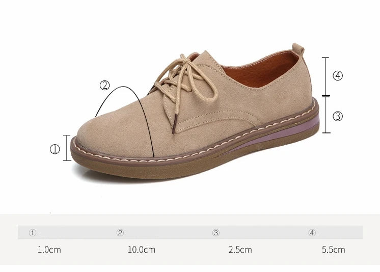 Fashion Woman Comfortable Daily Business Office Shoes Lace Up Genuine Leather Casual Women's Shoe Spring Autumn