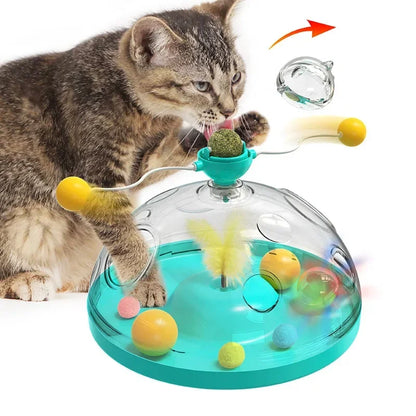 Interactive Cat Intelligence Training Play Pan Tower, Cat Toy Tower Track Rotating, Cat Tunnel, Catnip, Pet Supplies
