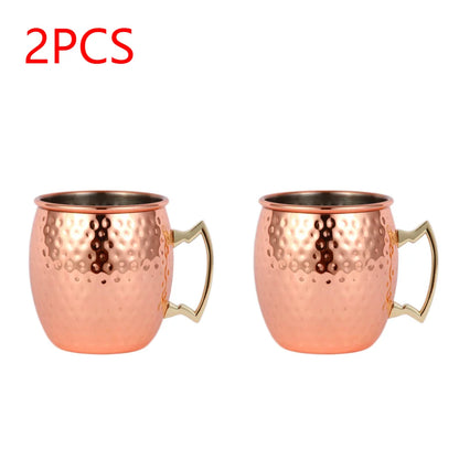 1-4PCS Mug Moscow Mule Stainless Steel Cup Beer Russia Moscow Mule Copper Mugs Bar Tools High Quality Party Bar Drinkware Tools