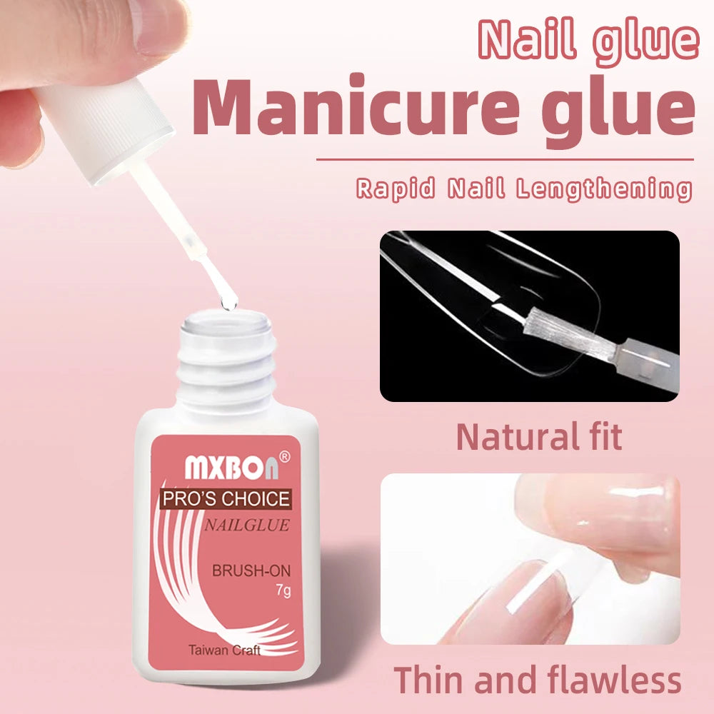 7g Fast-dry Nail Glue Super Strong Adhesive False Nail Glue With Brush Acrylic Nail Tips Rhinestones Sticky Nail Art Bond Glue