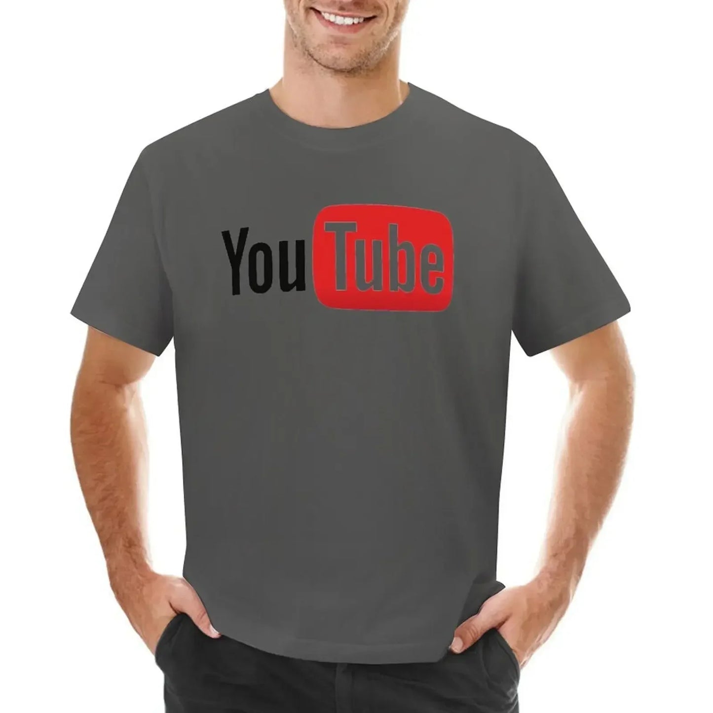Mens T-Shirt YouTube Logo T-Shirts Fashion Video Website Summer Tees Y2K Fun Design 100% Cotton Clothes Plus Size