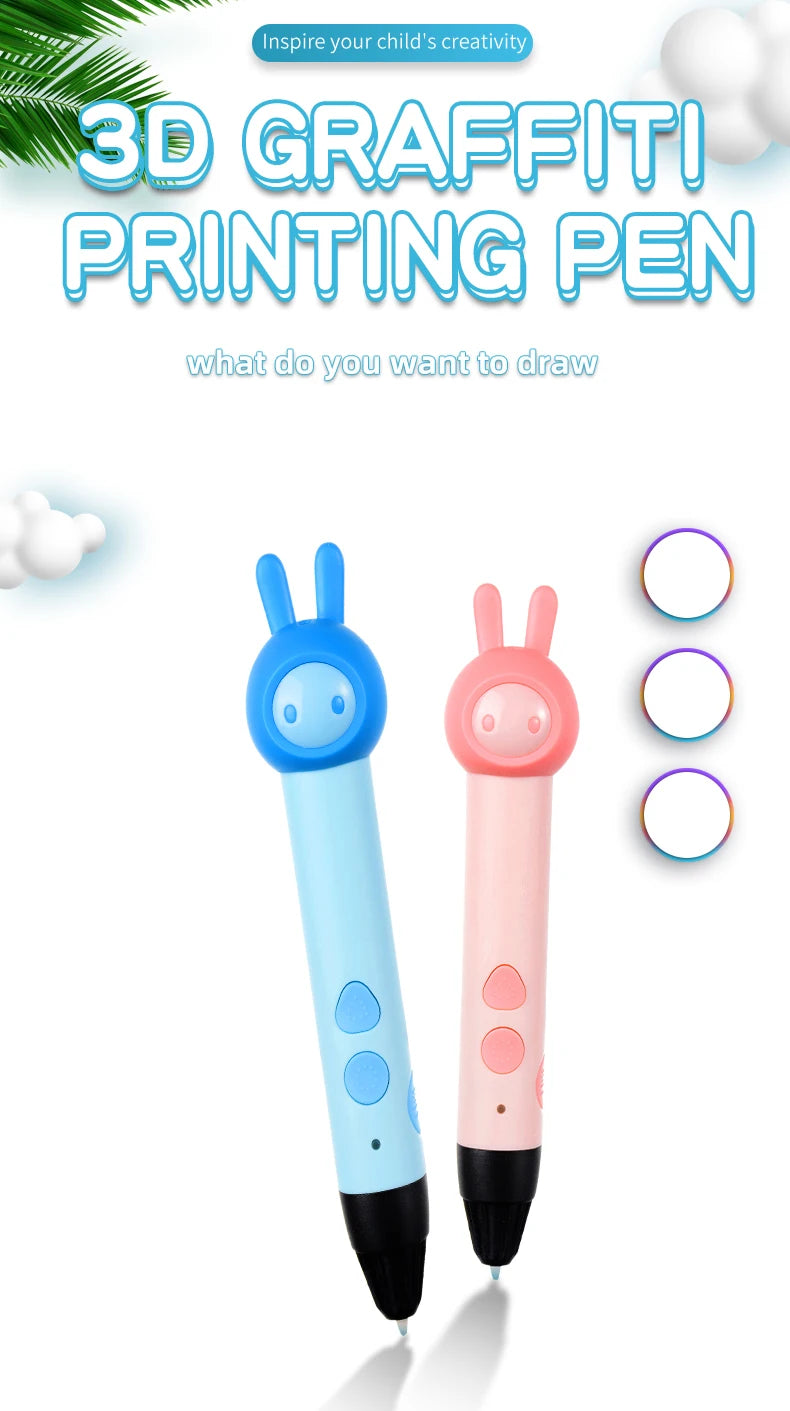 2022 3d Pen for Kids PLA Filament 1.75mm Set 3D Printing Pens Kit Safe Low Temperature Anti-Scald USB Charging Birthday Gift