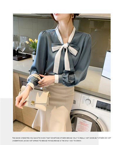 Elegant Office Blouses Women Chiffon Autumn Winter Korean Fashion Casual Streetwear Blusas Mujer Puff Sleeve Ladies Tops Shirts