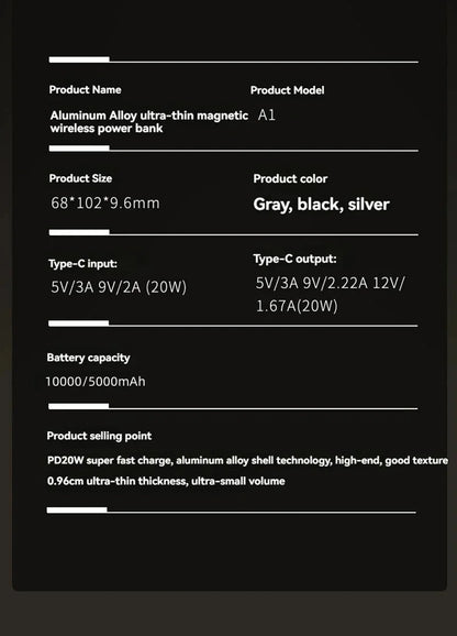 5000/10000mAh Thin Wireless Power Bank Potable Charging Mobile Powerbank Magnetic External Battery for iPhone Huawei Xiaomi 2025