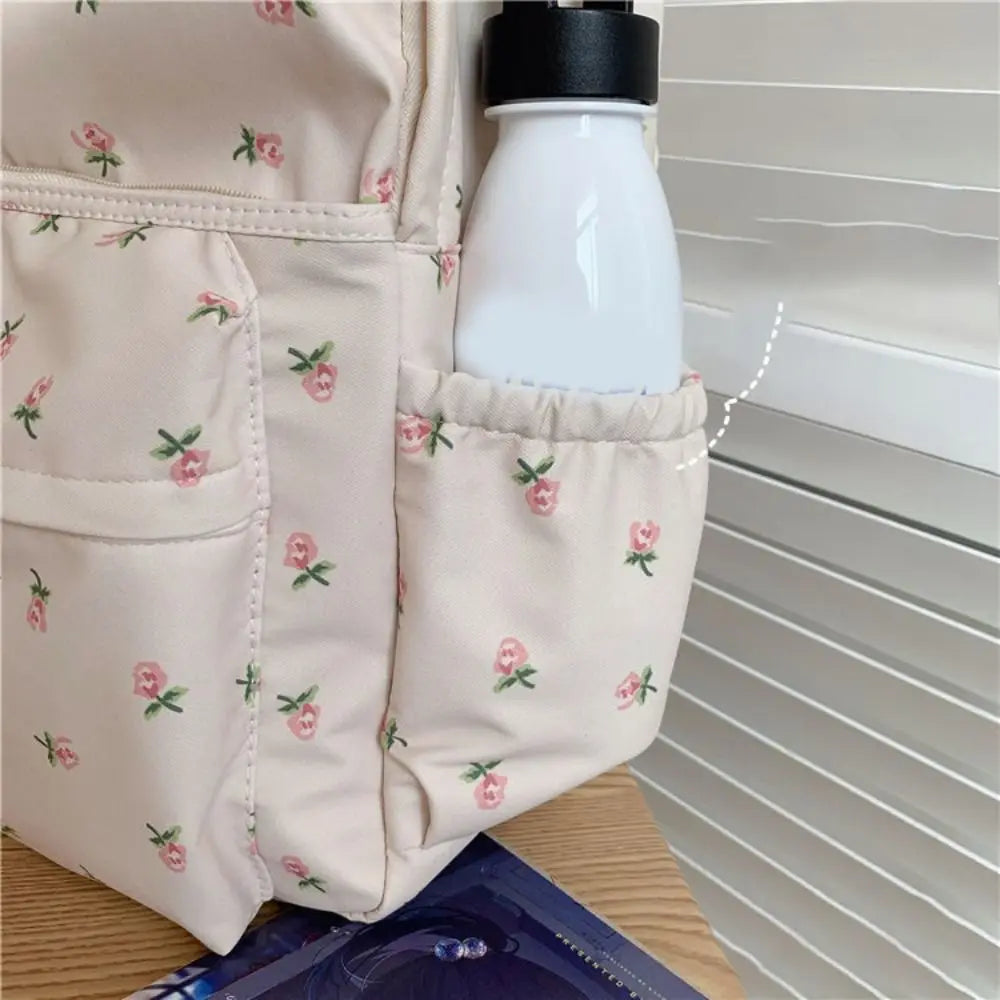 White Print Backpack Large-capacity Student Schoolbag Girl Cool High School Student Schoolbag Backpack Travel Bag