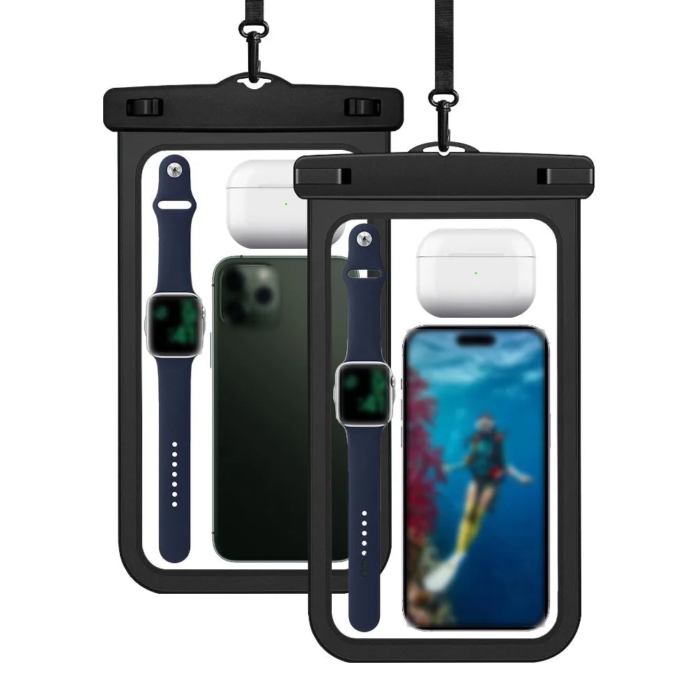 Waterproof Mobile Phone Bag Touchable Screen Large Capacity Phone Protector Pouch with Neck Lanyard Transparent