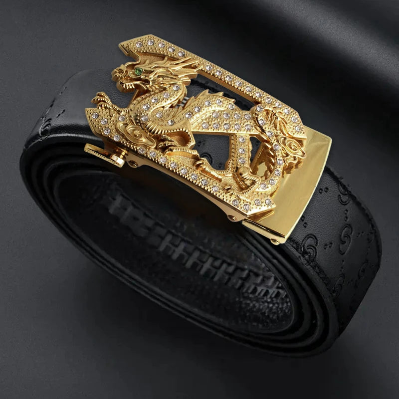 Men's belt, personalized belt. Dragon pattern belt, luxury designer belt, business belt, casual belt, automatic buckle belt