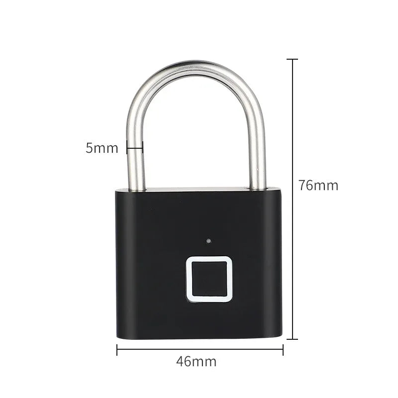 Fingerprint Padlock Locker Lock Smart Pad Lock Waterproof Small Portable Padlock with USB Charging for Locker   Luggage Suitcas