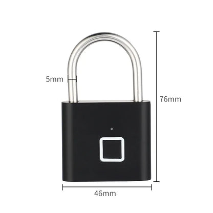 Fingerprint Padlock Locker Lock Smart Pad Lock Waterproof Small Portable Padlock with USB Charging for Locker   Luggage Suitcas