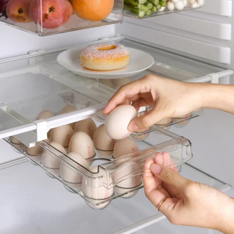 Fridge Drawer Box Eggs Fruit Vegetable Food Storage Slide Tray Case Refrigerator Divided Holder Hanging Shelf Kitchen Organizers