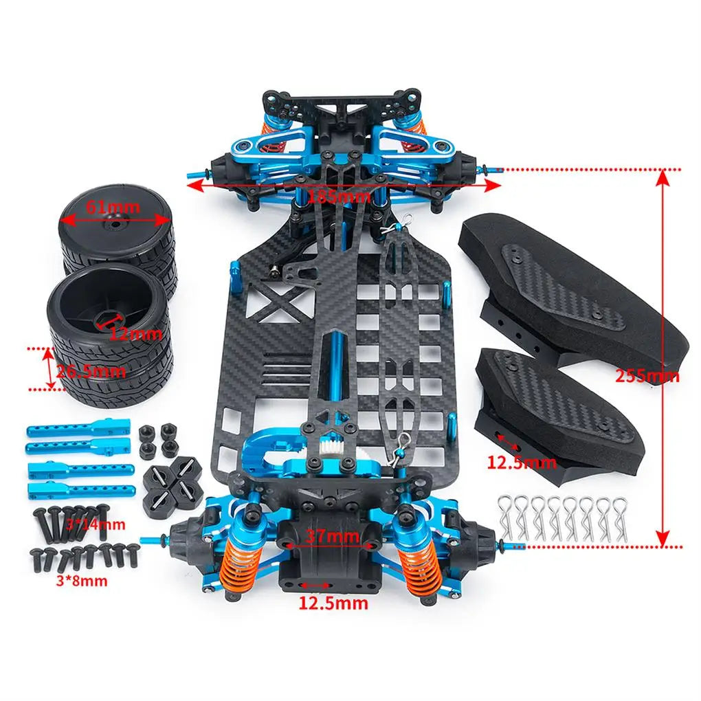 1/10 Carbon fiber Car Frame For 1/10 TT02 Aluminum Alloy / Plastic Chassis Frame  RC Car Part