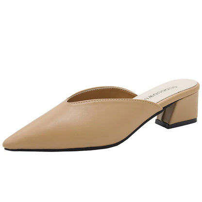 Baotou Half Slippers, Women's Shoes 2024 Spring Fashion, Temperament, Chunky Slippers, Chunky Pointed Sandals,shoes for woman