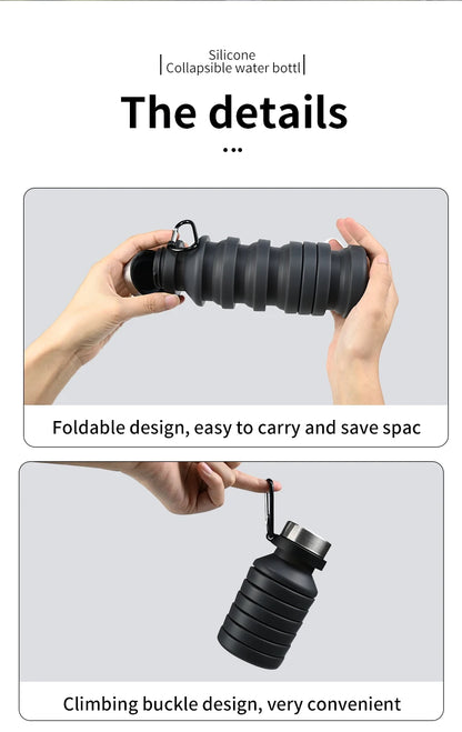 550ml collapsible water bottle cup, reusable BPA-free silicone collapsible water bottle, suitable for hiking in travel gym